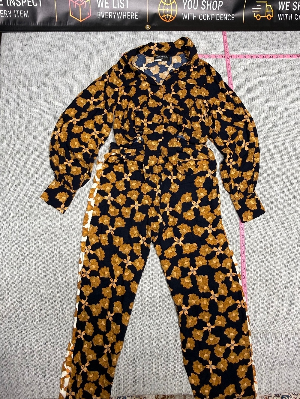 MINKPINK Black and Mustard Floral Jumpsuit